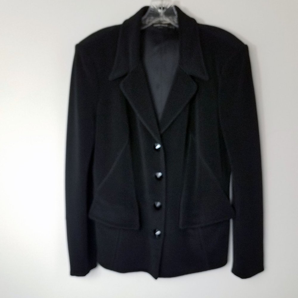 Giorgio Armani Size 14 Women's Black Lined Button Down Blazer Coat Jacket